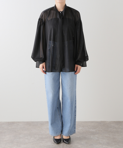 Spick&Span シアードットボウタイブラウス ブラック Spick & Span（スピックアンドスパン）の「シアードットボウタイ