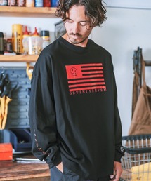 mlt4831- middle onz over size L-S t-shirts (flag) カットソー