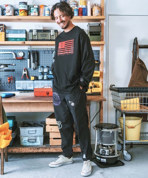 seventy seven（セブンティセブン）の「mlt4831- middle onz over size L-S t-shirts (flag) カットソー（Tシャツ/カットソー・メンズ・ブラック/グリーン系その他/ホワイト・S/M/L/XL）」の17枚目の写真