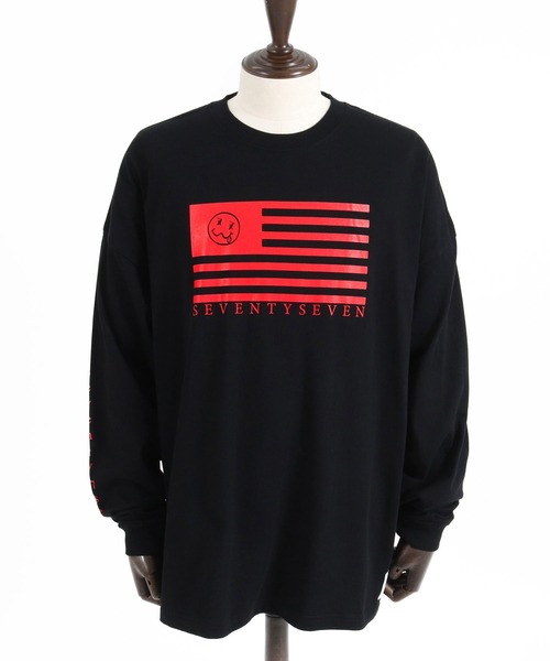 seventy seven（セブンティセブン）の「mlt4831- middle onz over size L-S t-shirts (flag) カットソー（Tシャツ/カットソー・メンズ・ブラック/グリーン系その他/ホワイト・S/M/L/XL）」の20枚目の写真