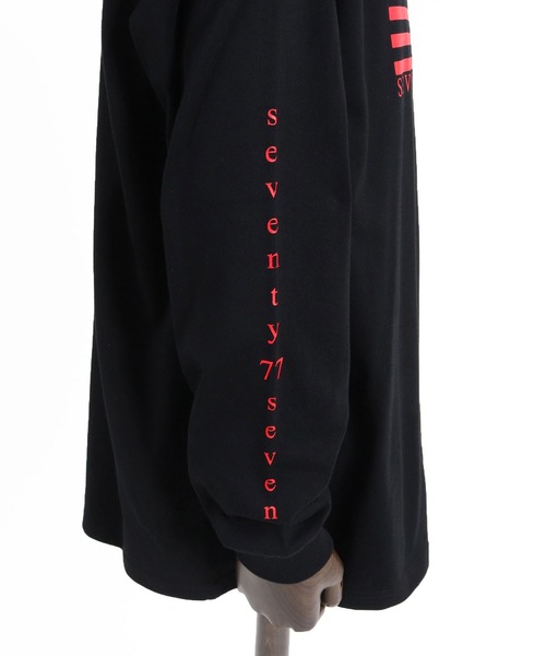seventy seven（セブンティセブン）の「mlt4831- middle onz over size L-S t-shirts (flag) カットソー（Tシャツ/カットソー・メンズ・ブラック/グリーン系その他/ホワイト・S/M/L/XL）」の21枚目の写真