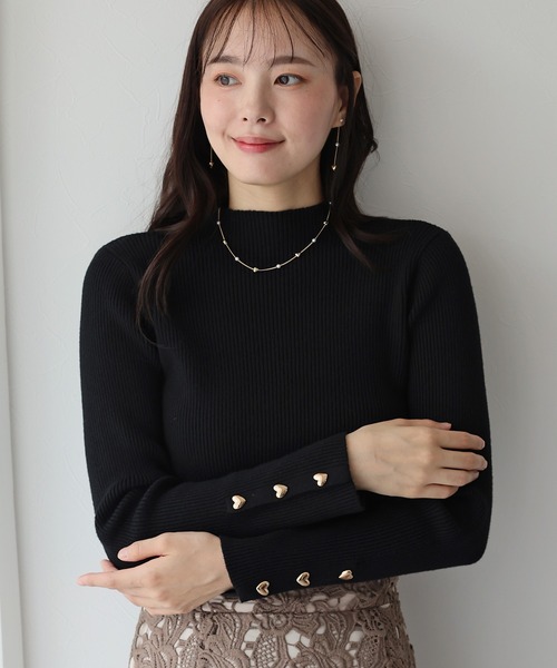 ハートボタンハイネックニット（ニット/セーター）｜BLUEEAST（ブルー