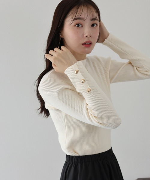 ハートボタンハイネックニット（ニット/セーター）｜BLUEEAST