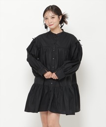シャツボリュームミニワンピース