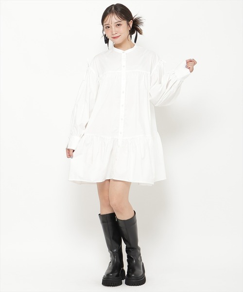 REDYAZEL(レディアゼル)の「シャツボリュームミニワンピース(ワンピース・レディース・ブラック/オフホワイト/ボルドー・FREE)」の6枚目の写真