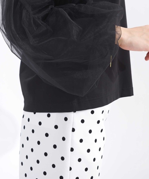 PICCIN(ピッチン)の「袖チュールカットソー(Tシャツ/カットソー・レディース・オフホワイト/ブラック・M)」の19枚目の写真