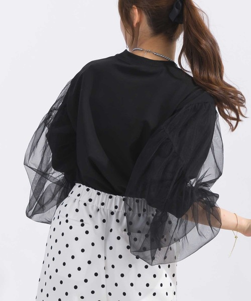 PICCIN(ピッチン)の「袖チュールカットソー(Tシャツ/カットソー・レディース・オフホワイト/ブラック・M)」の5枚目の写真