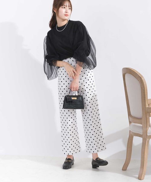 PICCIN(ピッチン)の「袖チュールカットソー(Tシャツ/カットソー・レディース・オフホワイト/ブラック・M)」の6枚目の写真