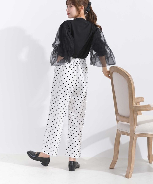 PICCIN(ピッチン)の「袖チュールカットソー(Tシャツ/カットソー・レディース・オフホワイト/ブラック・M)」の8枚目の写真