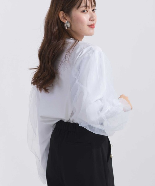 PICCIN(ピッチン)の「袖チュールカットソー(Tシャツ/カットソー・レディース・オフホワイト/ブラック・M)」の11枚目の写真