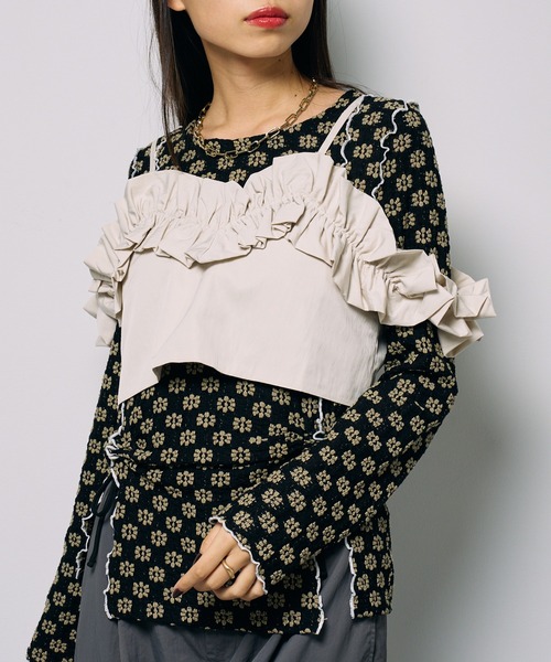 セール】【MAISON BREEZE】2WAY フリルキャミソールブラウス オフ