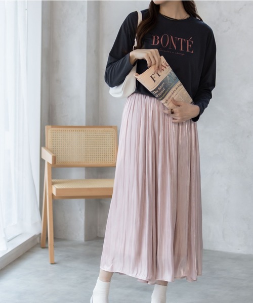 NAVY(ネイビー)の「NAVY ロゴプリント 長袖Tシャツ ロンT(Tシャツ/カットソー・レディース・ホワイト/グレイッシュベージュ/チャコールグレー・M/L)」の15枚目の写真