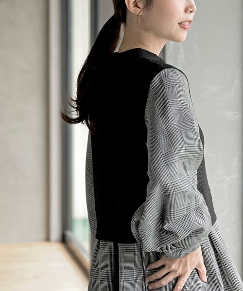 rps（アールピーエス）の「変形タックスリーブドッキングブラウス（シャツ/ブラウス・レディース・グレイッシュブルー/アイボリー/ライトグレー/ストライプ/チェック・フリー）」の13枚目の写真