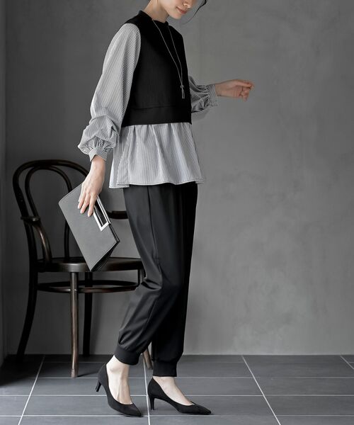 rps（アールピーエス）の「変形タックスリーブドッキングブラウス（シャツ/ブラウス・レディース・グレイッシュブルー/アイボリー/ライトグレー/ストライプ/チェック・フリー）」の17枚目の写真