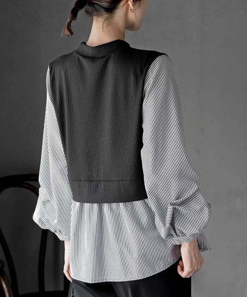 rps（アールピーエス）の「変形タックスリーブドッキングブラウス（シャツ/ブラウス・レディース・グレイッシュブルー/アイボリー/ライトグレー/ストライプ/チェック・フリー）」の20枚目の写真