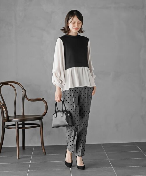 rps（アールピーエス）の「変形タックスリーブドッキングブラウス（シャツ/ブラウス・レディース・グレイッシュブルー/アイボリー/ライトグレー/ストライプ/チェック・フリー）」の22枚目の写真