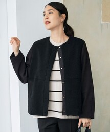 自由区 | ボアコンビ アウター(ノーカラージャケット)