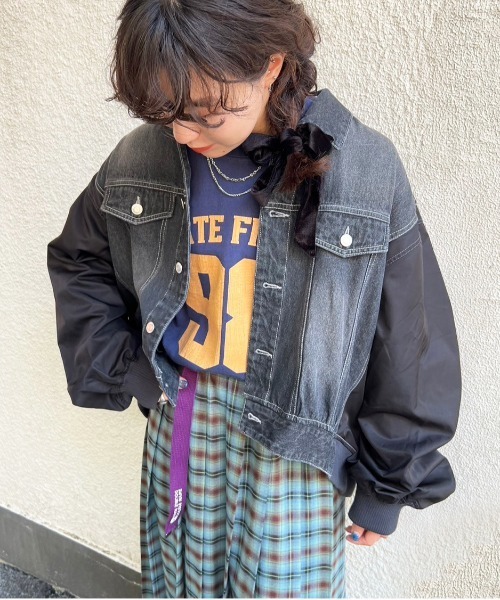 DOUBLE NAME（ダブルネーム）の「GジャンドッキングMA-1（MA-1・レディース・カーキ/ブラック・FREE）」の4枚目の写真