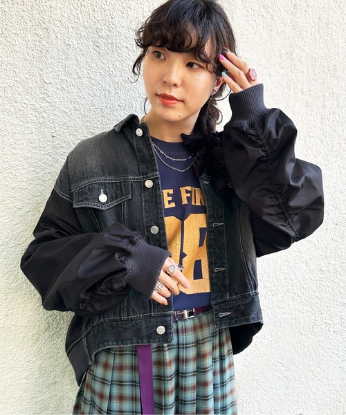 DOUBLE NAME（ダブルネーム）の「GジャンドッキングMA-1（MA-1・レディース・カーキ/ブラック・FREE）」の3枚目の写真