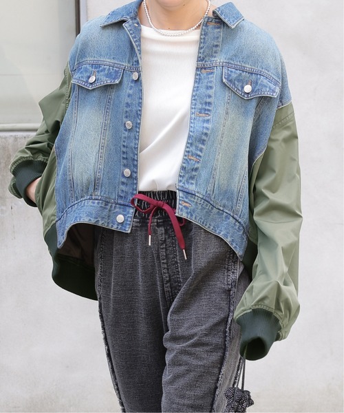 DOUBLE NAME（ダブルネーム）の「GジャンドッキングMA-1（MA-1・レディース・カーキ/ブラック・FREE）」の18枚目の写真