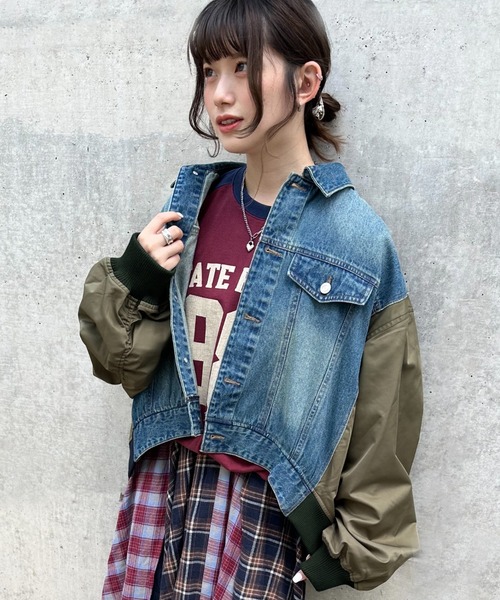 DOUBLE NAME（ダブルネーム）の「GジャンドッキングMA-1（MA-1・レディース・カーキ/ブラック・FREE）」の12枚目の写真