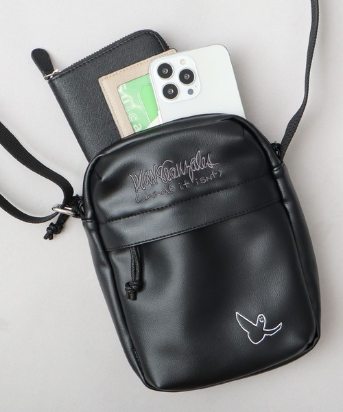 ダークブラウン 円形刺繍 ショルダーバッグ 2回再販](ORIGINAL) ソフトドローストリングショルダーバッグ