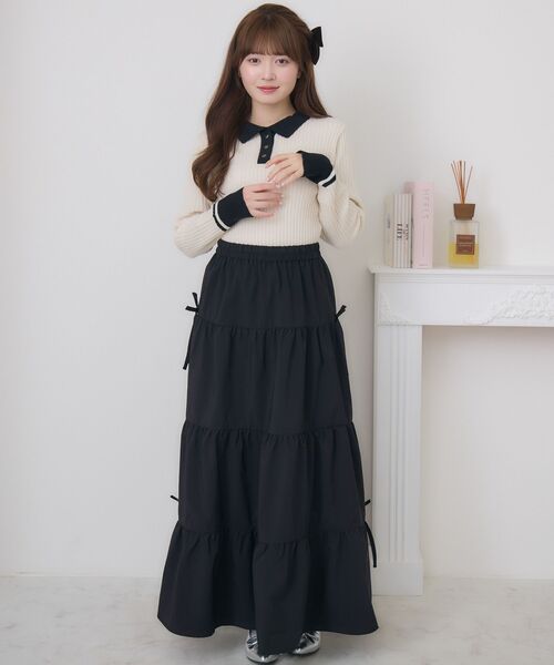 ems excite（エムズエキサイト）の「金ボタン襟NTPO（ニット/セーター・レディース・ピンク/ブルー/チャコールグレー/ナチュラル・FREE）」の5枚目の写真