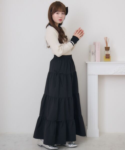 ems excite（エムズエキサイト）の「金ボタン襟NTPO（ニット/セーター・レディース・ピンク/ブルー/チャコールグレー/ナチュラル・FREE）」の6枚目の写真