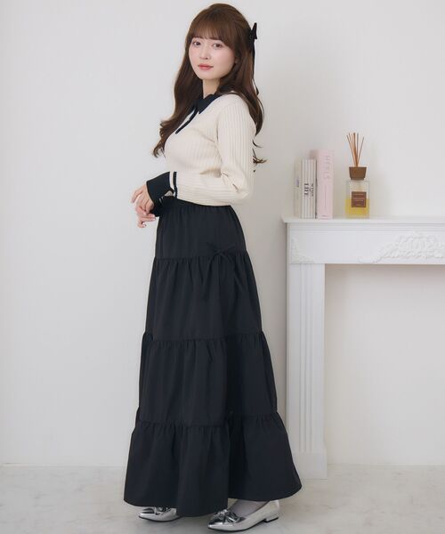 ems excite（エムズエキサイト）の「金ボタン襟NTPO（ニット/セーター・レディース・ピンク/ブルー/チャコールグレー/ナチュラル・FREE）」の7枚目の写真