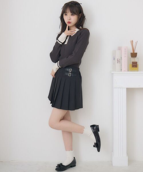 ems excite（エムズエキサイト）の「金ボタン襟NTPO（ニット/セーター・レディース・ピンク/ブルー/チャコールグレー/ナチュラル・FREE）」の15枚目の写真