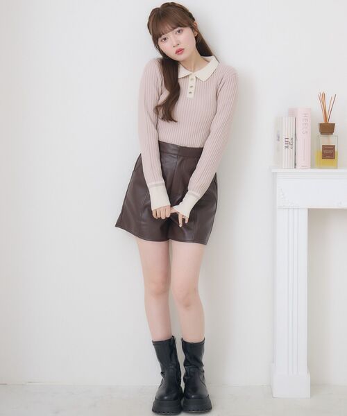 ems excite（エムズエキサイト）の「金ボタン襟NTPO（ニット/セーター・レディース・ピンク/ブルー/チャコールグレー/ナチュラル・FREE）」の21枚目の写真