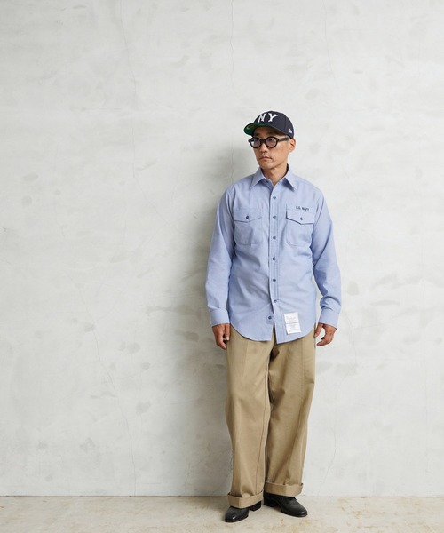 MILITARY(ミリタリー)の「実物 新品 デッドストック 米軍 U.S.NAVY シャンブレーシャツ 長袖(シャツ/ブラウス・メンズ・ブルー・1/2/3)」の2枚目の写真
