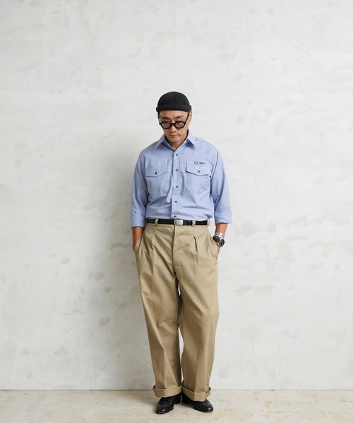 MILITARY(ミリタリー)の「実物 新品 デッドストック 米軍 U.S.NAVY シャンブレーシャツ 長袖(シャツ/ブラウス・メンズ・ブルー・1/2/3)」の4枚目の写真