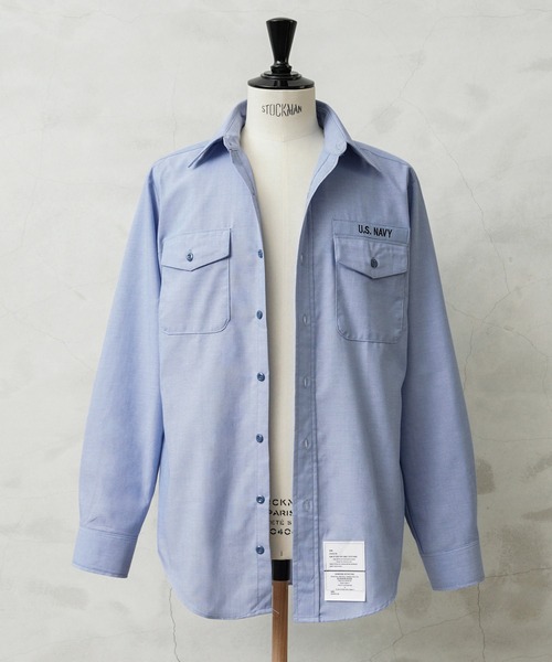 実物 新品 デッドストック 米軍 U.S.NAVY シャンブレーシャツ
