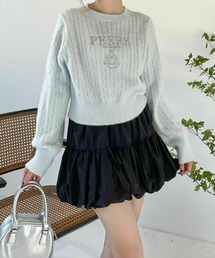 clear | フロント刺繍シャギーケーブルニットトップス[着回し力抜群 ガーリー ふわふわ]≪再入荷≫(ニット/セーター)