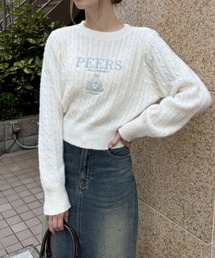 clear | フロント刺繍シャギーケーブルニットトップス[大人可愛い ふわふわ] ≪2024AW新作≫(ニット/セーター)