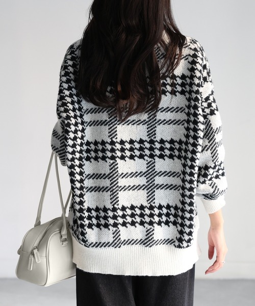 セール】千鳥柄チェックジャガードニット（ニット/セーター）｜Riberry