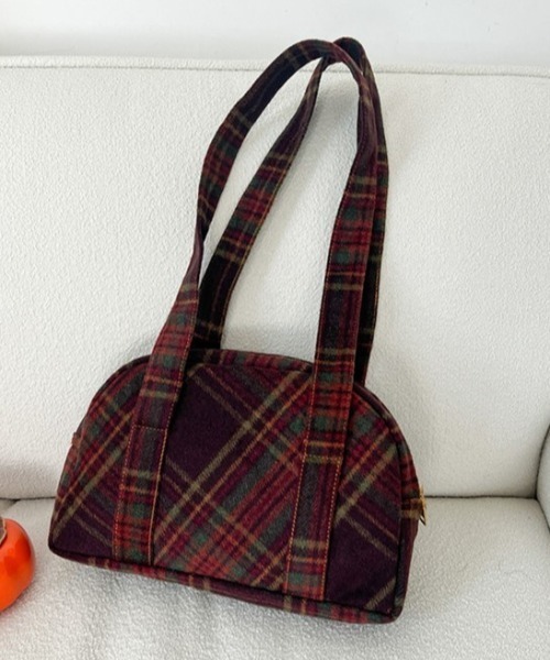 Vipoa（ヴィポア）の「レトロカレッジチェックショルダーバッグ（ショルダーバッグ・レディース・ブラウン・FREE）」の4枚目の写真