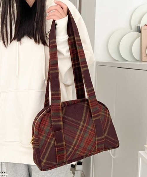 Vipoa（ヴィポア）の「レトロカレッジチェックショルダーバッグ（ショルダーバッグ・レディース・ブラウン・FREE）」の15枚目の写真
