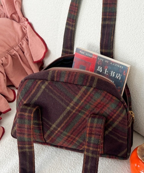 Vipoa（ヴィポア）の「レトロカレッジチェックショルダーバッグ（ショルダーバッグ・レディース・ブラウン・FREE）」の5枚目の写真