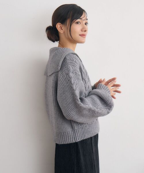 RETRO GIRL(レトロガール)の「ケーブルZIPカーデ(ニット/セーター・レディース・ナチュラル/ダークグレー/ピンク/ブラウン・FREE)」の12枚目の写真