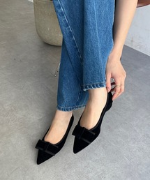 【WEB限定】リボンベロアパンプス