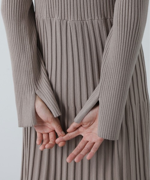 N.（N. Natural Beauty Basic）（エヌエヌナチュラルビューティーベーシック）の「スキッパーポロニットワンピース（ワンピース・レディース・チャコールグレー/ベージュ・MEDIUM）」の16枚目の写真