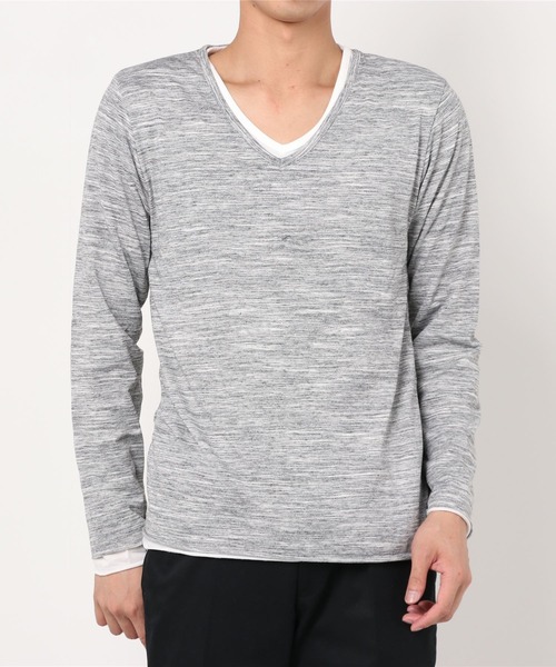 ARCHIVER(アーカイバ)の「アンサンブルVネック長袖Tシャツ(Tシャツ/カットソー・メンズ・グレー/ホワイト・LARGE/X-LARGE)」の1枚目の写真