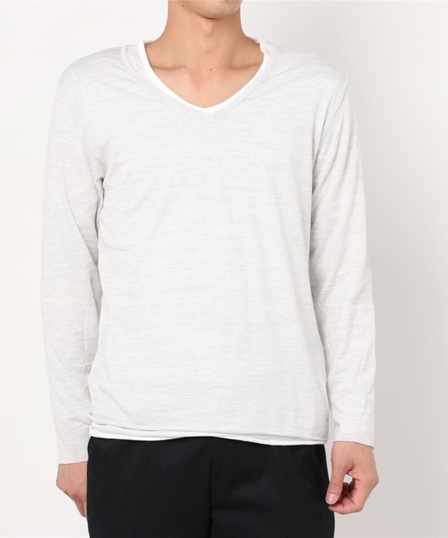 ARCHIVER(アーカイバ)の「アンサンブルVネック長袖Tシャツ(Tシャツ/カットソー・メンズ・グレー/ホワイト・LARGE/X-LARGE)」の2枚目の写真
