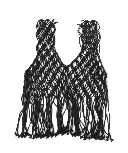 LOWRYS FARM（ローリーズファーム）の「マクラメビスチェ  213779（ベスト・レディース・ブラック/アイボリー・FREE）」の2枚目の写真