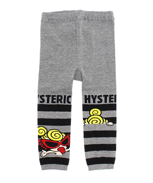 HYSTERIC MINI（ヒステリックミニ）の「BABY HIDE and HAPPY SEEK ボーダーレギンス（レギンス/スパッツ・キッズ・ブラック系その他/グレー系その他/レッド系その他・SMALL/MEDIUM）」の2枚目の写真