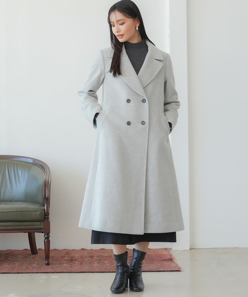 ウール80%入り♡通勤や仕事に♡オフでも♡ダブルブレスト チェスター