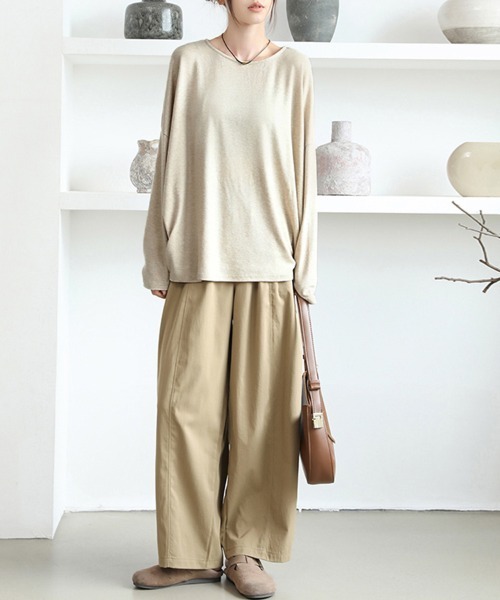 Doux Belle(ドゥーベル)の「モモンガ風オーバーサイズシャツ(Tシャツ/カットソー・レディース・ブルー/ブラック/グレイッシュベージュ/ベージュ/グリーン・MEDIUM)」の8枚目の写真