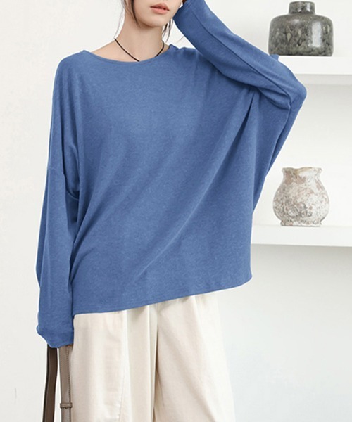 Doux Belle(ドゥーベル)の「モモンガ風オーバーサイズシャツ(Tシャツ/カットソー・レディース・ブルー/ブラック/グレイッシュベージュ/ベージュ/グリーン・MEDIUM)」の9枚目の写真